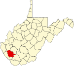 Map of West Virginia highlighting Logan County